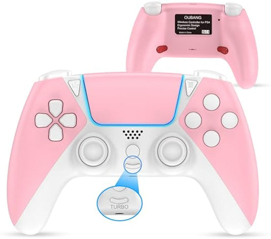 UGAME Ymir Controller for PS4 Controller, Controller fits Playstation 4 Controller with Turbo/Back Paddle/Upgraded Joystick, Modded Wireless Controler Ps4 Gamepad Supports PC/Steam/iOS/MAC, Pink