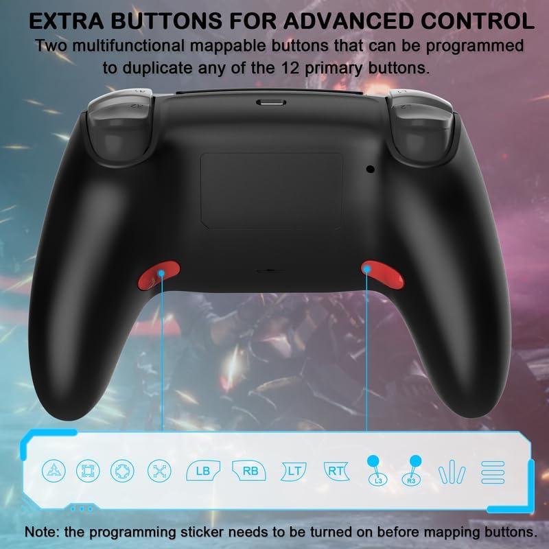 UGAME Wireless Controller for PS4 Controller, Ymir Game Controller Works for Playstation 4 Controller,Elite/Scuf Remote Control Ps4 with Turbo/2 Programming Buttons/1200mAH,New Designed,Blue Red