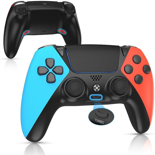UGAME Wireless Controller for PS4 Controller, Ymir Game Controller Works for Playstation 4 Controller,Elite/Scuf Remote Control Ps4 with Turbo/2 Programming Buttons/1200mAH,New Designed,Blue Red