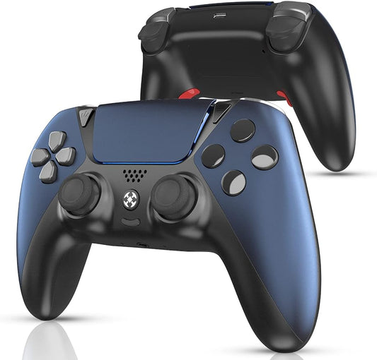 UGAME Wireless Controller for PS4 Controller, Ymir Game Remote for Playstation 4 Controller with Turbo, Steam Gamepad Work with Back Paddles, Scuf Controllers for PS4/Pro/Silm/PC/IOS (Midnight Blue)
