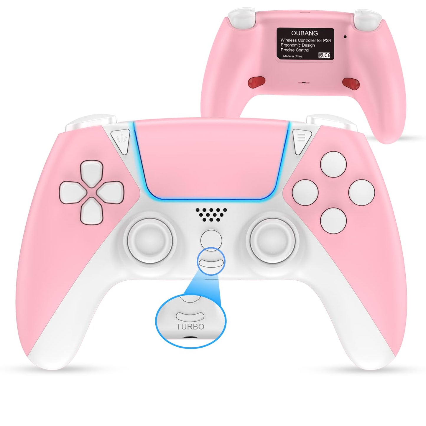 UGAME Ymir Controller for PS4 Controller, Controller fits Playstation 4 Controller with Turbo/Back Paddle/Upgraded Joystick, Modded Wireless Controler Ps4 Gamepad Supports PC/Steam/iOS/MAC, Pink