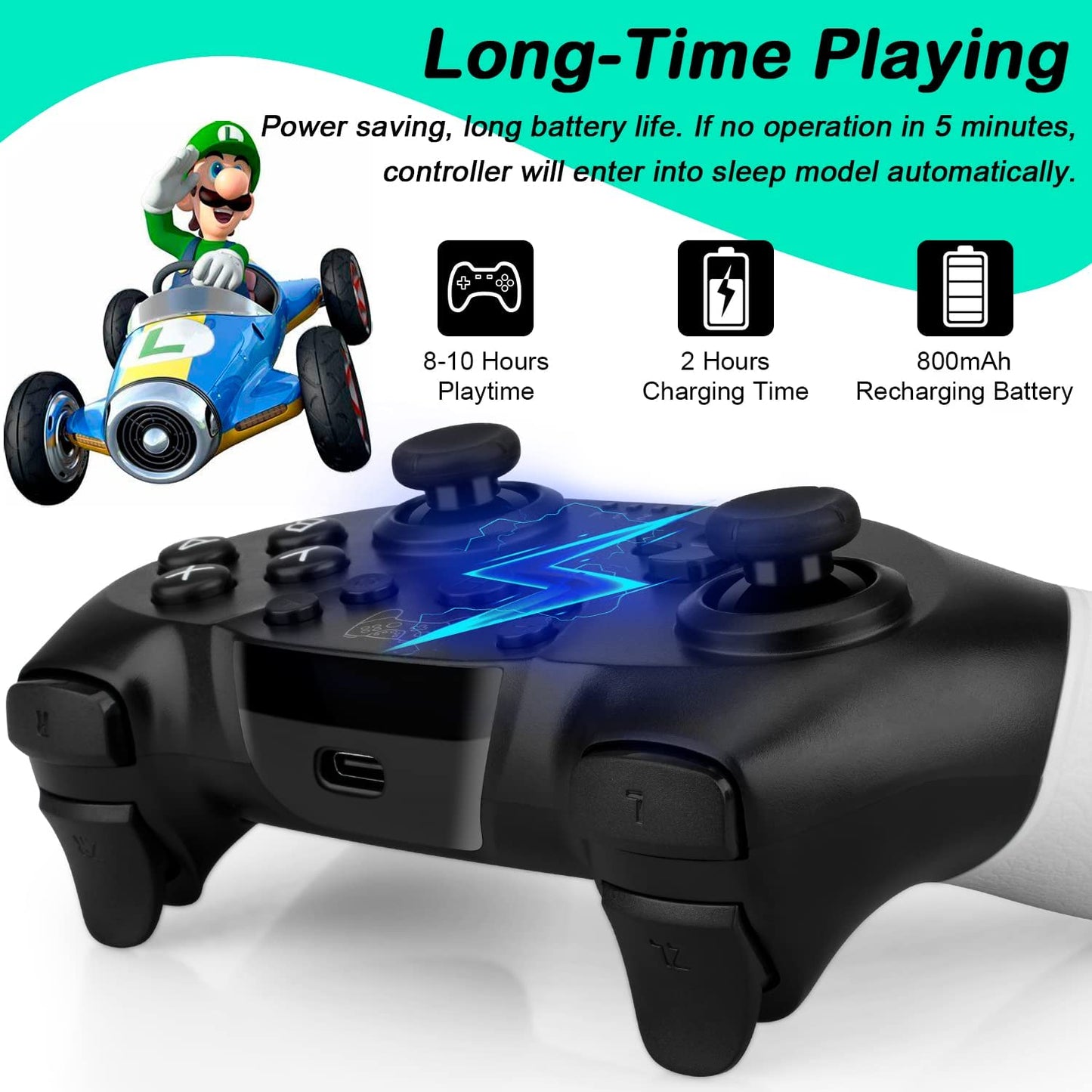 66PLUXA Switch Controllers for Switch/Lite/OLED, Wireless Switch Pro Controller Upgrade with Dual Vibration/Wake Up/Turbo Function (No NFC Function)