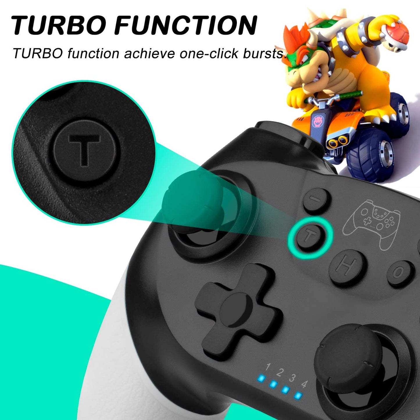 66PLUXA Switch Controllers for Switch/Lite/OLED, Wireless Switch Pro Controller Upgrade with Dual Vibration/Wake Up/Turbo Function (No NFC Function)