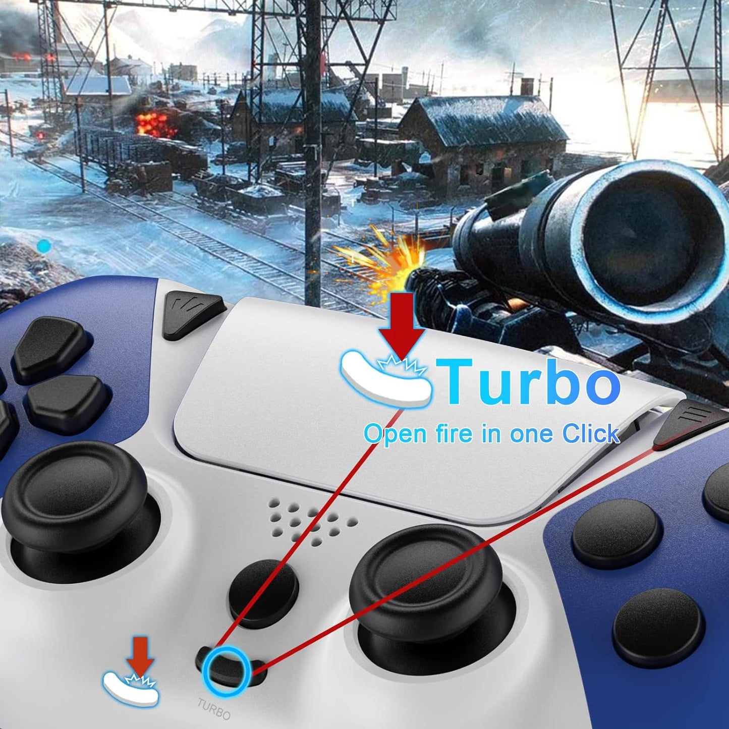 UGAME Wireless Controller for PS4 Controller, Ymir PS4 Remote for Playstation 4 with Turbo, Steam Gamepad Work with Back Button