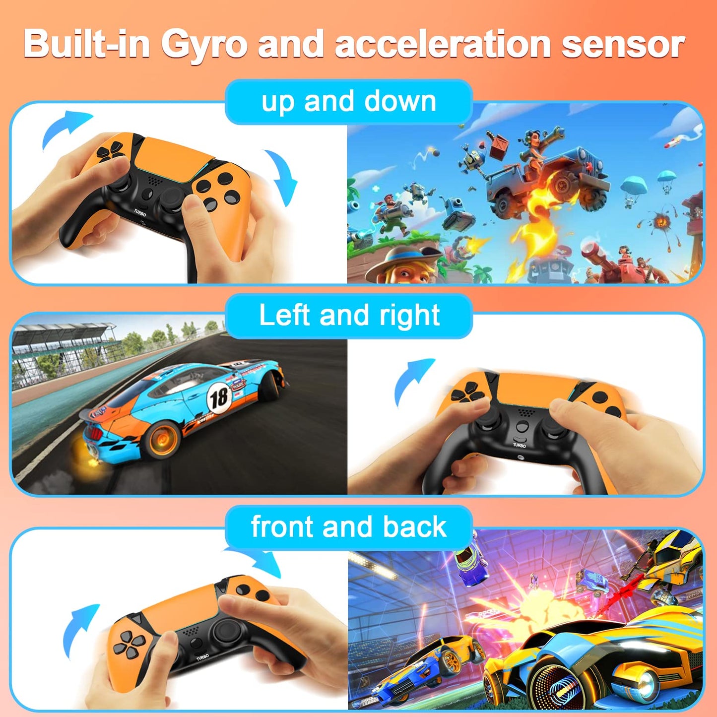 UGAME Ymir Controller for PS4 Controller, Elite Control Remote Compatible with Playstation 4 Controller, Steam Gamepad for Scuf PS4 Controllers with 3D Joystick/Mapping/Turbo/1200 mAh Battery Orange