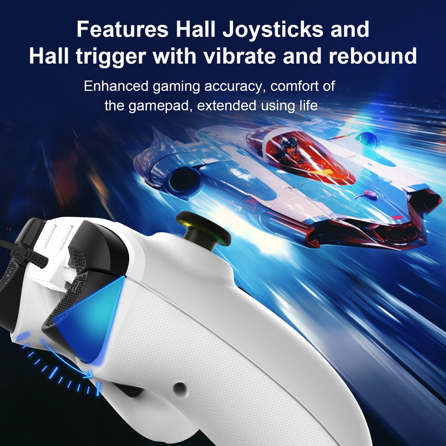 Control for Controller with Hall Effect Joystick,Wireless for Controllers Alternative Remote Anti Stick Drift with 1000Hz Polling 20H Dual Vibration Gaming New White