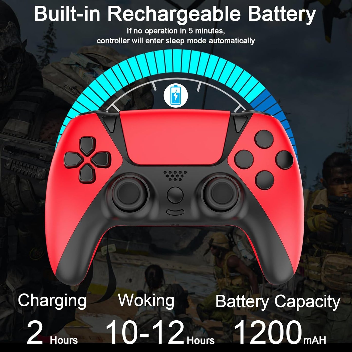 Wireless Controller Ymir Controller with Turbo/Back Paddles/Upgraded Joystick, Replacement Gamepad for Slim/PC/Steam/iOS/MAC - Red